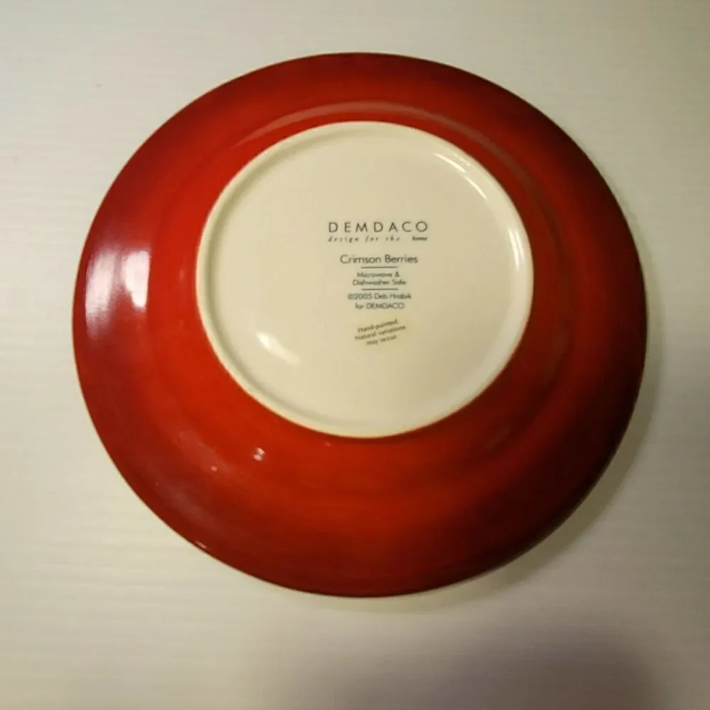 Demdaco Crimson Berries Salad Dessert Plate RED